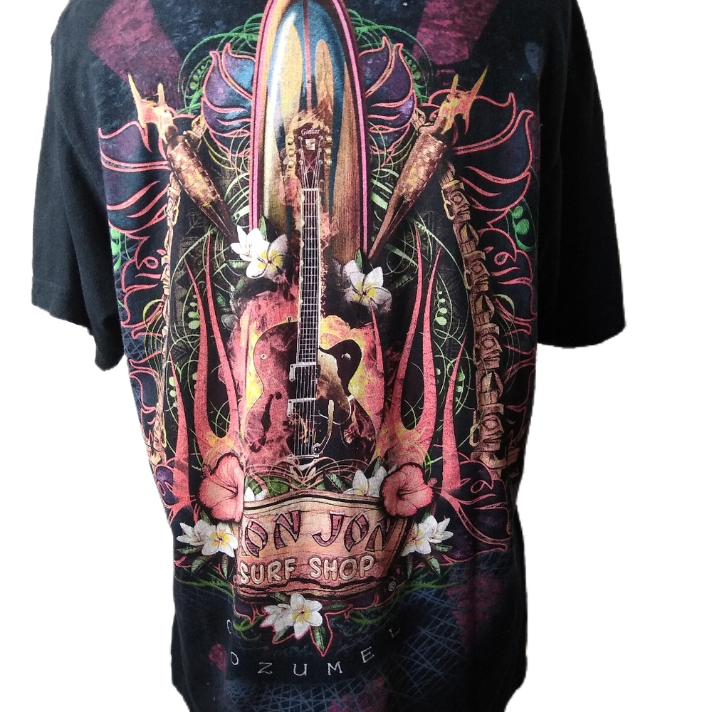 Ron Jon Surf Shop T-shirt Chest 40 Black  EUC Graphic D Surfer Size L